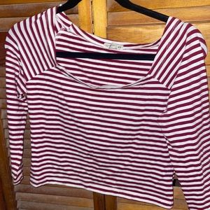 Red and white lined crop top